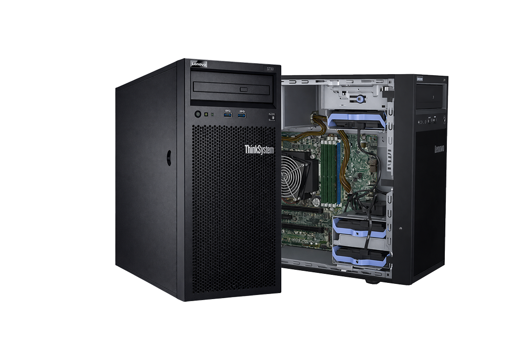 Lenovo tower server in modern office setup